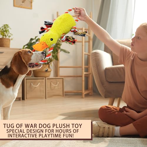 YZHDUXIU Tug of War Dog Toy, Squeaky Dog Toys Interactive Duck Puppy Toys to Keep Them Busy - color: Yellow Duck