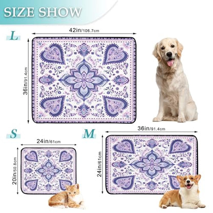 Qilmy Mandala Pet Mat, Waterproof Reusable Dog Training Pad Anti-Slip Pet Creat Pad for Small Medium Large Dogs and Cats - size: Smallx3