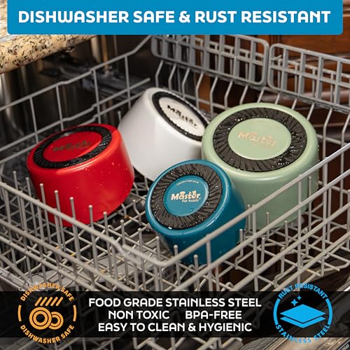 Master Pet Supply Stainless Steel Slanted Dog Cat Food Bowl - 16 oz Heavy Duty - Stainless Steel, Double Wall Insulated, Non-Slip Elevated Bowl for French Bulldogs Pugs Cats, Anti Rust Dishwasher Safe - color: Stainless Steel, size: 2 Cups (16 oz)