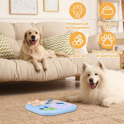 Interactive Dog Puzzle Toys Treat Dispensing Slow Feeder for Training and Mental Stimulating Dog Enrichment Toys for Puppy Cats Pet(Blue) - color: blue