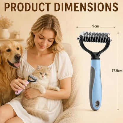 Pet Knotter for Dogs/Cats, Double Sided Pet Grooming Brush,Undercoat Rake Pets Brush for Long Hair Professional Deshedding Tool, Pets Hair Remover Shedding (Pink-L) - color: Pink-L