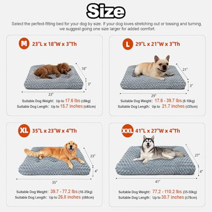 Large Dog Bed Deluxe Plush, Washable Big Dog Beds, Indestructible Dog Crate Pad, Anti-Slip Soft Pet Bed, Comfy Kennel Pad for Large, Jumbo, Small, Medium Dogs Extra, 35"x 23"-XL, Dark Gray - color: Dark Grey, size: 35"L x 23"W x 4"Th