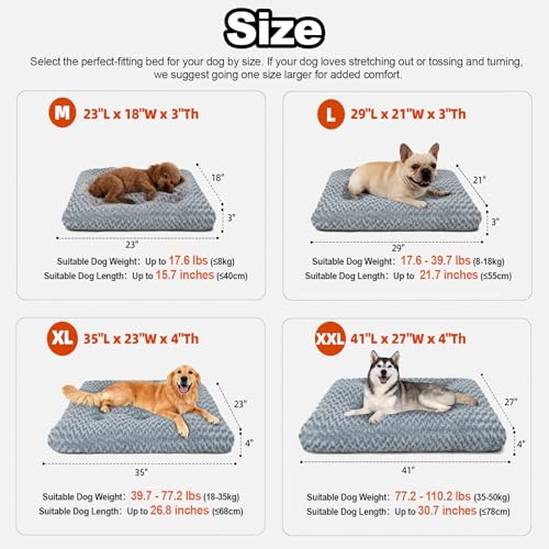 Large Dog Bed Deluxe Plush, Washable Big Dog Beds, Indestructible Dog Crate Pad, Anti-Slip Soft Pet Bed, Comfy Kennel Pad for Large, Jumbo, Small, Medium Dogs Extra, 35"x 23"-XL, Dark Gray - color: Dark Grey, size: 35"L x 23"W x 4"Th