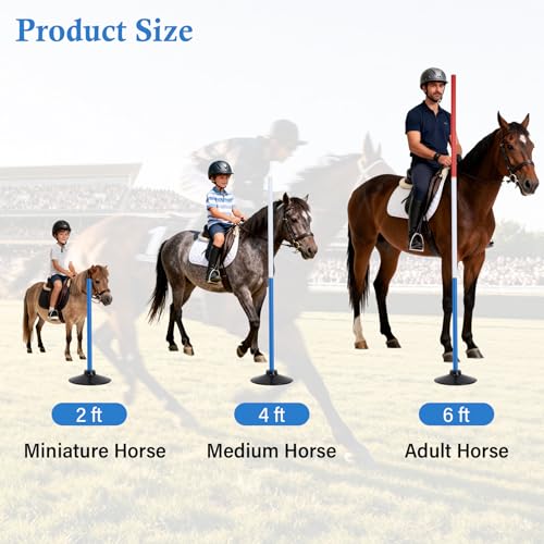 Neoaider 6 FT Pole Bending Poles for Horses, 10 Pack Agility Poles | 3-Color High Visibility, Heavy-duty Rubber Bases, Waterproof Carry Bag, Ideal for Equestrian, Soccer, Football, Pet Training