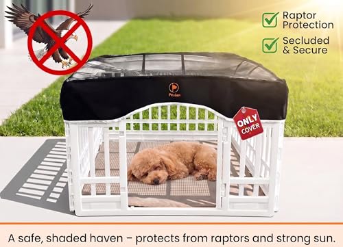 PJYuCien Playpen Top Cover for 36'' Width 4 Panel Pen, Black | More Peace of Mind, More Safe, and Reduce Mess, Suitable for Puppy, Duck, and Other Small Animals,Adhesive Tape Connect - style: Black Cover, 36"Width, Black ( Adhesive Tape Connections )