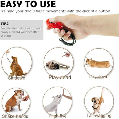 2 Pack Pet Training Clicker with Wrist Strap, Clicker for Pets, Dog Clicker Perfect for Dog Cat Horse Behavioral Training (Black, White)