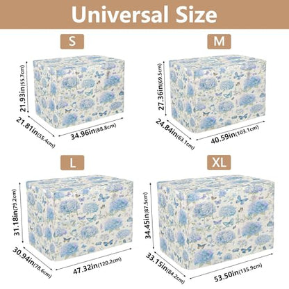 Blue Hydrangeas Dog Crate Cover, Waterproof Windproof Pet Cage Cover, Polyester Sunshade Kennel Cover with Breathable Mesh Fit for 53.5 in Wire Cage - size: XL - 53.5”L x 33”W x 34.5”H