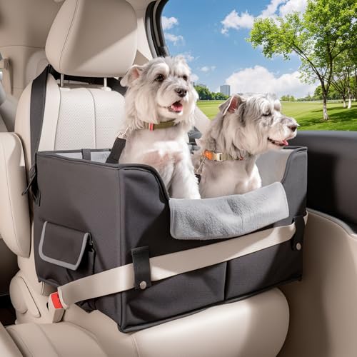 Dog Car Seat for Medium or Large Dogs Size Portable Car Booster Seat for Dogs with Harness and Thick Cushion, Perfect for Small Pet up to 45lbs(Black)
