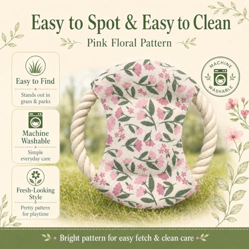 Dog Frisbees Cotton Rope Toys Flying Discs, Teething, Soft Polyester Squeaker Toy for Training,Throwing and Interacting for Anti Boredom & Anxiety, Easy to Clean (Pink) - color: pink