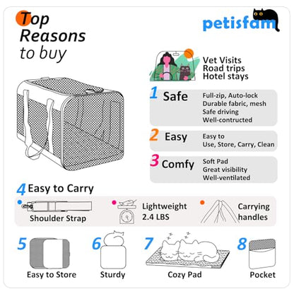Soft Pet Carrier for Large and Medium Cats, 2 Kitties, Small Dogs. Easy to Get Cat in, Great for Cats that Don't Like Carriers (Blue) - color: Blue