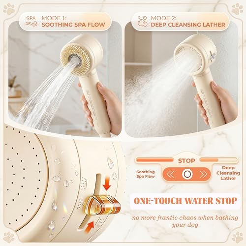 Dog Shower Attachment for Bathtub Faucet - Leak-Proof Pet Washing Hose Attachment with Sprayer, 6.5FT Portable Shower Hose, Dog Bath Hose for Dog Grooming Cat Bathing