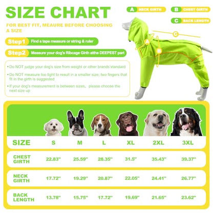 Dog Raincoat, Waterproof Dog Rain Jacket with Removable Hood，Adjustable 4 Legs Pet Poncho with Leash Hole，Reflective Stripe Hooded Snowproof Windproof Clothes for Small to 3X-Large Dogs, L - color: Green, size: L