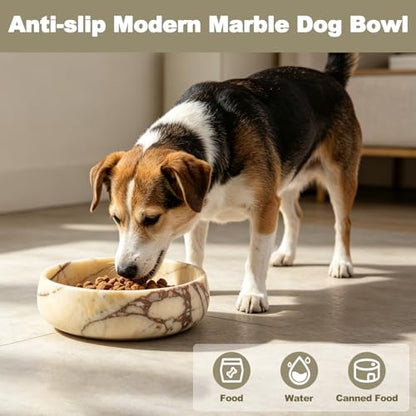 Karibiber Calacatta Marble Dog Bowl, 6lbs Weighted Dog Food Bowl, Non-Slip Large Heavy Water Bowls, Cute Purple Stone Food and Water Dish for Large Dogs, Natural Marble, Easy to Clean, Holds 6 Cups - color: Calacatta Purple, size: L