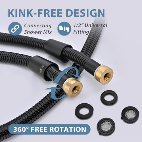 Black Shower Hose Replacement 6 foot 304 Stainless Steel Hand Held Shower Head Hoses - 69 Inches High Pressure Sprayer Bidet Hose Flexible Matte Black Extension Showerhead Hoses Extra Long - color: Black, size: 69 Inches