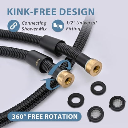 Black Shower Hose Replacement 6 foot 304 Stainless Steel Hand Held Shower Head Hoses - 69 Inches High Pressure Sprayer Bidet Hose Flexible Matte Black Extension Showerhead Hoses Extra Long - color: Black, size: 69 Inches