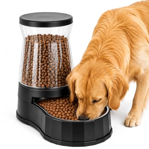 Automatic Dog Feeder Dispenser 3 Gallon/11L Gravity Stainless Steel Dog Food Feeder, BPA-Free Large Capacity Food Feeding Bowls for Medium & Large-Sized Dogs,Cats - size: 3 Gallon Feeder