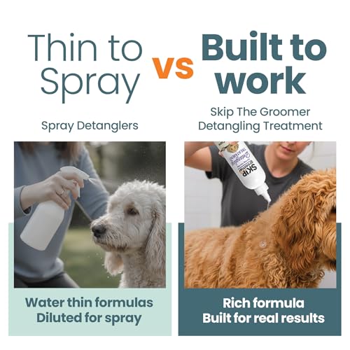 Detangling Treatment for Dogs, Leave-in Conditioner Detangler for Matted Hair, Knots & Tangles | Goldendoodles, Poodles, Doodles & Long-Haired Breeds | No Mist, Squeeze Bottle, 12 oz