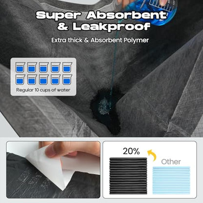 Dog Pee Pads for Dogs XXL 30"x36" Charcoal Puppy Pads 50 Counts Extra Large Disposable Activated Carbon Super Absorbent Full Edge-Wrapping Odor-Control Training Pads with Adhesive Tabs - size: 50 Count (30"x36")