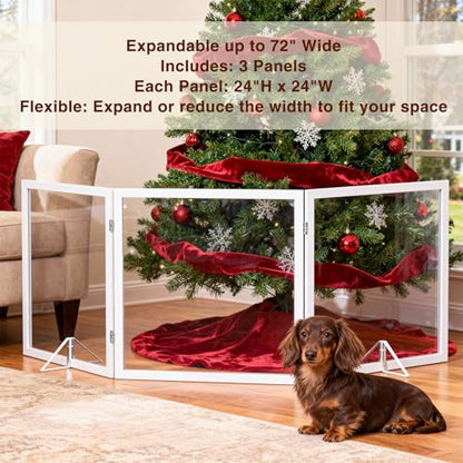 Extra Wide Clear Dog Gate 24" Tall Clear Acrylic Freestanding Dog gate Transparent Pet Gate for Doorways Stairs 3 Panel(55"-70" W) - size: 24"H x 72"W (3 Panels x 24"W Each)