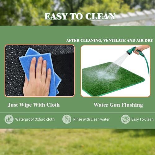 High Walls Dog Pee Pad Holder with Artificial Grass-Foldable Indoor Dog Potty Tray,Waterproof Pee Pad Holder for Small to Medium Dogs,Portable Litter Box with Washable Grass Mat 34.64"*28.34"*17.72"