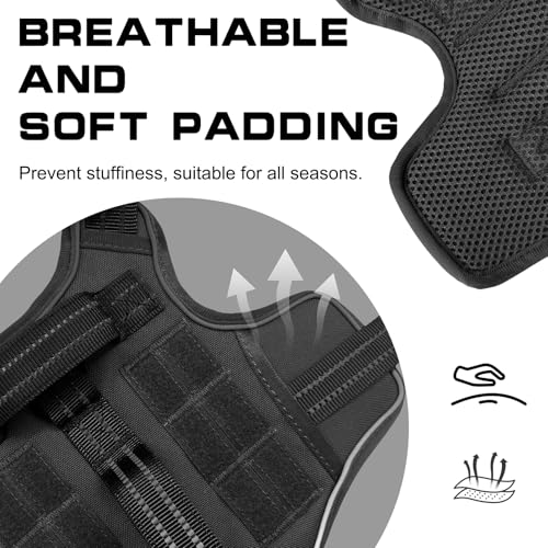 Dog Harness for Large Dogs Heavy Duty, No Pull Tactical Dog Harness with Molle System, Easy On and Off Service Dog Vest, Breathable Padded, Adjustable Reflective Pet Vest for Walking Hiking Training