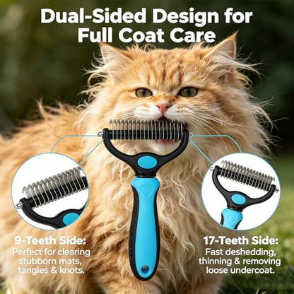 Whimsyard Dog Brush, Dual-Groom Pro All Pets Detangling Brush, Pet Pro Grooming Tool, Universal Detangling Comb for Dogs, Double-Sided Stainless Steel for Coat Care & Shedding Removal (Blue*2/S) - color: Blue*2/S