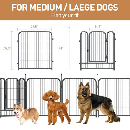 Metal Dog Playpen, 40" Inch Height 32 Panels, Large Dog Fence for Large/Medium/Small Dogs Indoor & Outdoor Bliss, Perfect Dog Pen for Camping, Yard and RV | Black-Silver - size: 40"High, style: 32 Panels