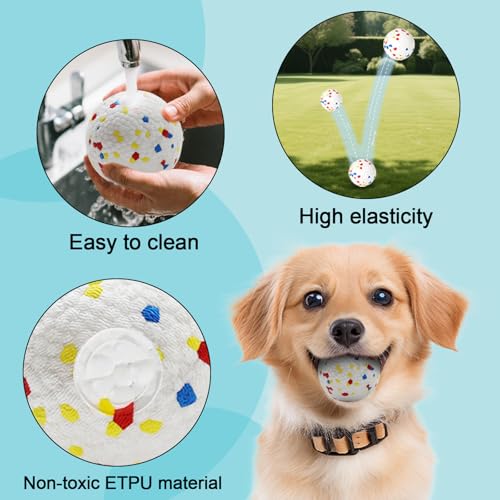 6-Ball 2.2-Inch Dog Ball Replacement Set for Automatic Launchers Ideal for Dog Training and Play, Perfectly Compatible with 2.2-inch Automatic Dog Ball launchers (ETPU Material) - color: White Ball