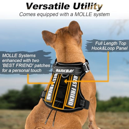 BARKBAY Service Dog Vest Tactical Dog Harness Medium Large Sized Dog No Pull Adjustable Dog Harness Reflective K9 Working Training Easy Control Military Molle System(Black,M) - color: Black, size: Medium