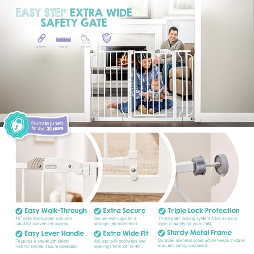 Regalo White Extra Wide Metal Pet Gate, 2" L X 49" W X 30" H - color: White, size: 29-49"W x 30"H