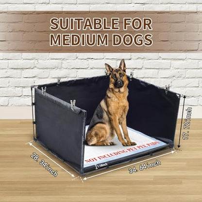 Dog Litter Box Indoor for Medium Dogs,Pee Pad Holder with High Walls(34.64"*28.34"*17.72"),No-Spill Pee Pad Holder with Foldable Pet Toilet,Easy Clean Puppy Litter Box for Dogs (Large) - size: Large