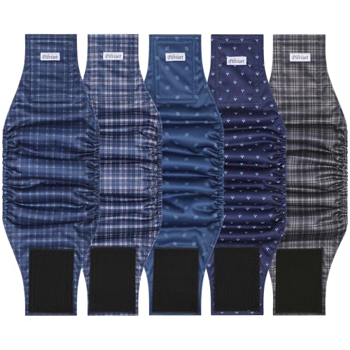 5 Pack Dog Diapers Male Reusable, Belly Bands for Male Dogs, High Absorbing Dog Pee Wraps for Doggie in Incontinence and Training Ttartan S - color: Tartan Design Set, size: S