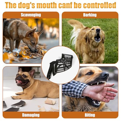 7PCS Dog Basket Muzzle Set, Anti Biting Barking Chewing Licking Scavenging, Adjustable Breathable Muzzles Kit, Comfortable Pet Mouth Care Cover Mesh Cage for Small, Medium, Large & Extra Dogs