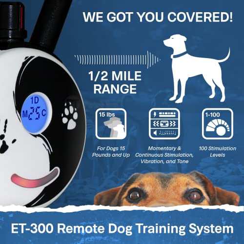 Educator ET-300 Zen Mini E Collar for Dog Training with Remote - 1/2 Mile Range, Waterproof, 100 Blunt Stimulation Levels, Tone or Vibration Mode, Night Light Tracking for Small, Medium & Large Dogs - size: 1-Dog (ET-300 ZEN)