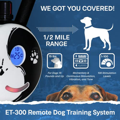 Educator ET-302 Zen Mini E Collar for Dog Training with Remote - 1/2 Mile Range, Waterproof, 100 Blunt Stimulation Levels, Tone or Vibration Mode, Night Light for Small, Medium & Large Dogs (2 Dogs) - size: 2-Dog (ET-302 ZEN)