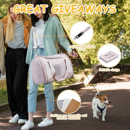 Cat Carrier Soft, Pet Dog Carrier Soft-Sided Airline Approved, Pet Travel Carrier Up to 20lbs, Collapsible Cat Carrier Dog Carrier for Medium Cats Small Dogs, Pink - color: Pink