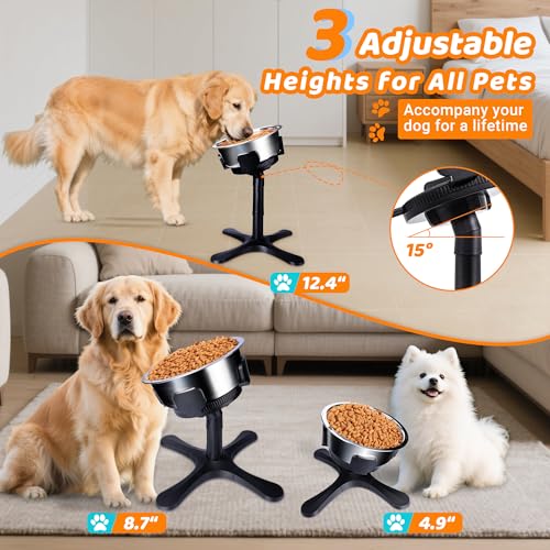 Elevated Adjustable Dog Bowl Feeding Stand, 3 Heights and Tiled Ajudst, Compatible with Moost Feeding Bowls, Great for Medium Large Dogs(2 Pack) - size: B - 2 Pack