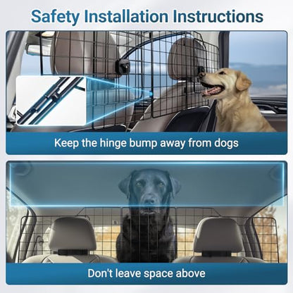 rabbitgoo Dog Car Barrier for SUVs, Adjustable Large Pet Gate, Universal-Fit Divider Cargo Net, Heavy-Duty Wire Mesh Dog Barrier SUV, Van Vehicles Subaru Car Accessories Safety Travel, Triple Folding