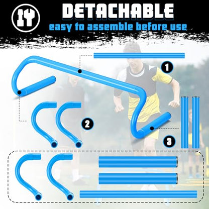 Wettarn 10 Pcs Speed Agility Training Hurdles Detachable Durable Hurdle Agility Plyometric and All Purpose Speed Training Equipment for Athletes Soccer Basketball - color: Blue, size: 6 Inch