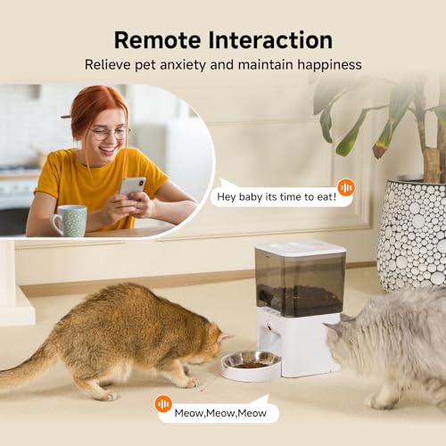 Automatic Cat Feeder with Camera, 6L Cat Food Dispenser, Scheduled Auto Pet Feeder, Smart App Remote Monitoring with Night Vision, 5G/2.4G WiFi, Low Food Alerts,2-Way Audio