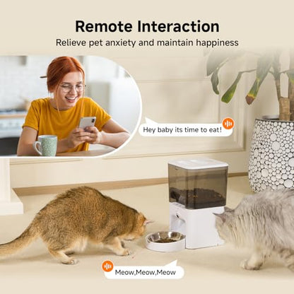 Automatic Cat Feeder with Camera, 6L Cat Food Dispenser, Scheduled Auto Pet Feeder, Smart App Remote Monitoring with Night Vision, 5G/2.4G WiFi, Low Food Alerts,2-Way Audio