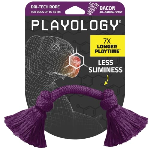Playology Dog Toys | Dri-Tech Rope Tug of War Dog Toy for Tough Chewers | Bacon Scented Medium Tug Rope Toys for Dogs - size: Medium, style: Bacon