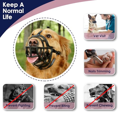 Mayerzon Dog Muzzle for Medium Large Dogs Golden Retriever German Shepherd, Basket Muzzle for Anti Biting Chewing with Adjustbale Strap, Allows Panting Drinking(M, Black) - size: M-Snout Cir 9.5-10.25"