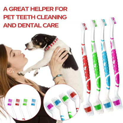 Dog Toothbrush pet Toothbrushes Finger Toothbrush Small to Large Dogs with Soft Bristles Non Slip Dual Head (8 pcs Dual Head + 4 pcs Finger Tooth Brush)