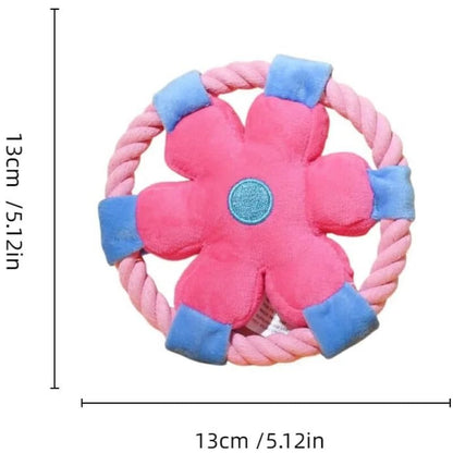 Durable Anti-Choking Dog Flying Disc 5.3 x 5.3 in,Soft Rope Loop Design for Interactive Play,Ideal on Fetching,Tug-of-War,Dental Exercise,Suited to Puppies and Adult Dogs,Perfect at Home,Park