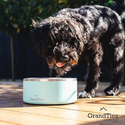 GrandTies Stainless Steel Engraved Pet Bowl | Reusable BPA-Free Insulated Pet Bowls | Large Heavy Duty Non Skid Spill Proof Dog Bowl | Outdoor Water Bowl (24oz, Powder Green) - color: Powder Green, size: 24oz
