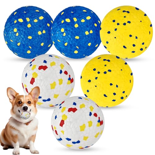 Etpu Dog Balls - Durable Bouncy chew Toys for Dogs, Interactive Fetch Training Balls with Texture, 6 Pack Mixed Colors 6cm, Squeaky Tennis for Dogs, Water Resistant Aggressive chew Toys - size: 6 Pack – Mixed Colors 6cm