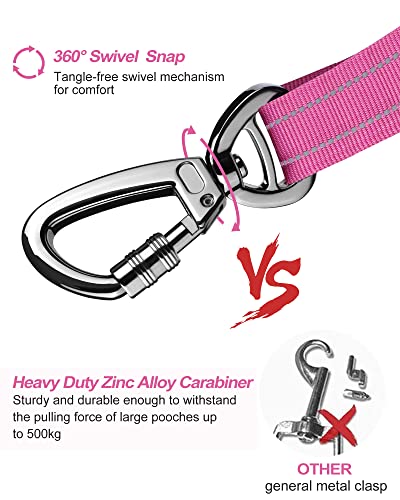 AUBELL Dog Seat Belt for Car,Updated 3-in-1 Adjustable Reflective Bungee Heavy Duty Dog Car Harness Tether with Clip Hook Latch & Buckle,Swivel Zinc Alloy Carabiner,Hotpink - color: Hotpink