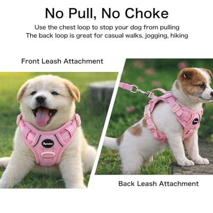 Petmolico No Pull Cute Dog Harness for Small Dogs, with Two Leash Clips and Soft Handle, Reflective Easy Walk Dog Harness- Light Pink,Small - color: Light Pink, size: Small