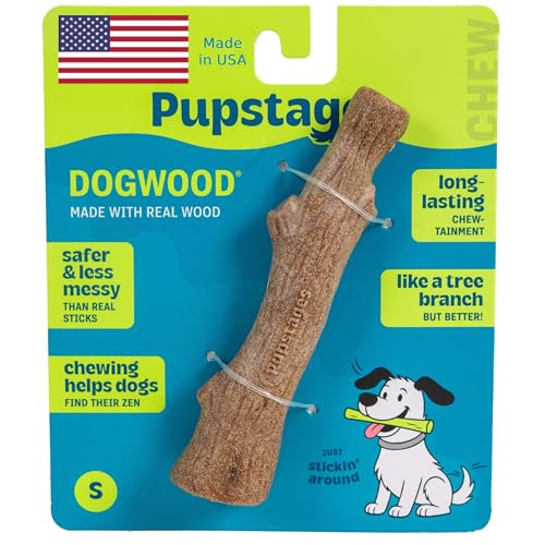 Pupstages Dogwood Dog Chew Toy, Made in the USA – Real-Wood Blend, Natural Flavor & Texture, Moderate Chewers, Small, 5.4" - size: Small (Pack of 1)